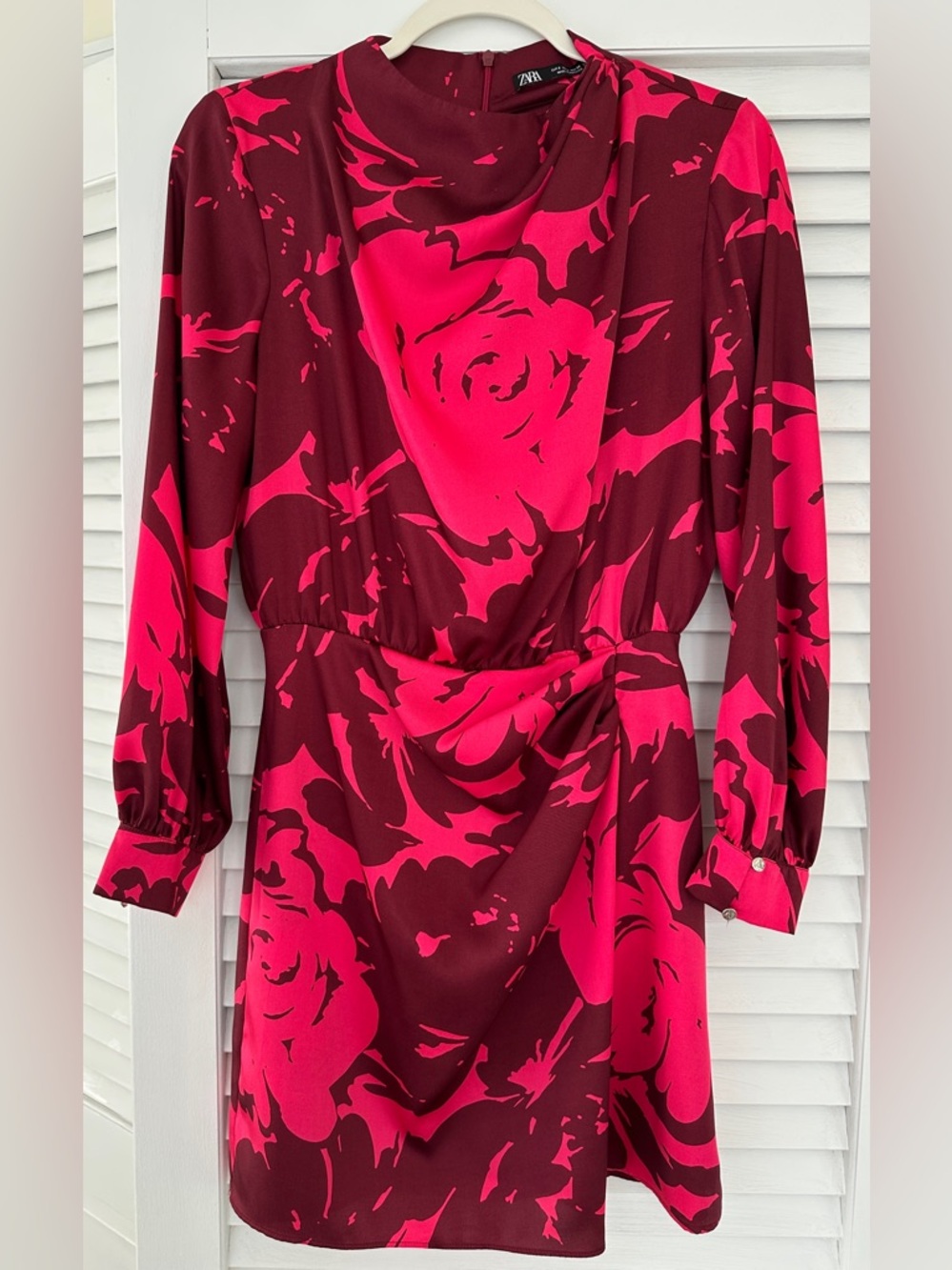 Zara Dress Floral Pink,Burgundy size Small